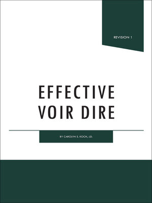 cover image of Effective Voir Dire